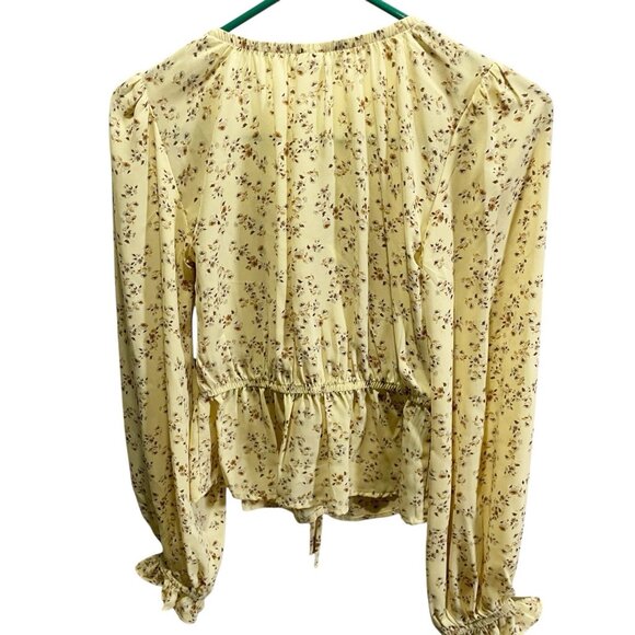 Melrose and Market XXS Yellow Floral Flare Ruffle Sleeves Top Boho NWT - Picture 5 of 6